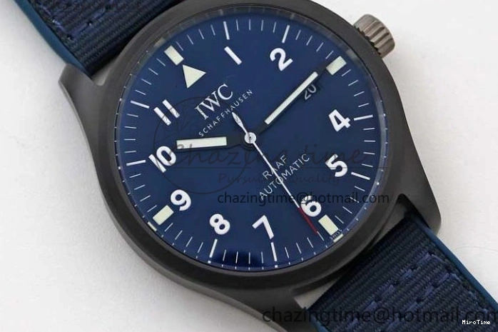MIROTIME 1230 BestValue Mark XVIII IW328101 Black Ceramic M+F 1:1 Best Edition Blue Dial on Blue Nylon Strap A 7058